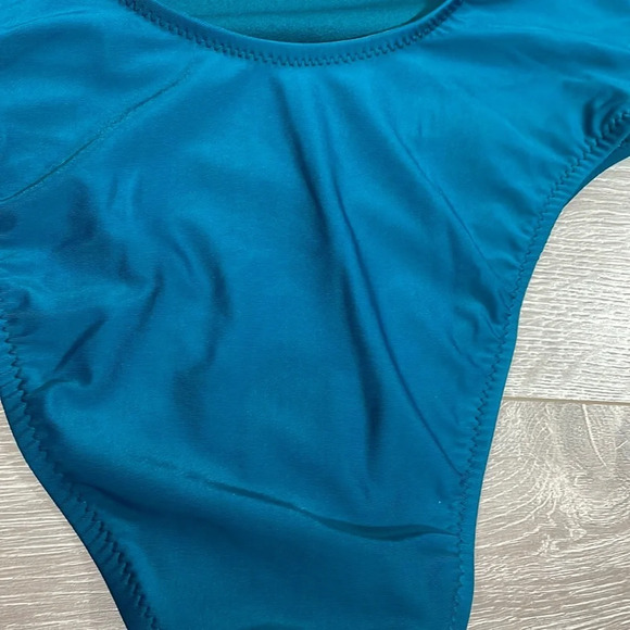 Shade & Shore Bandeau / Halter Tie Back One Piece Swimsuit Teal M - Picture 9 of 15